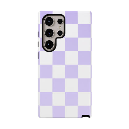 Lavender Checkerboard Phone Case | Pastel Aesthetic Checkered iPhone & Samsung Tough Case