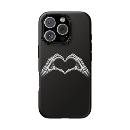 Skeleton Hands Heart Phone Case | Gothic Black Protective Cover