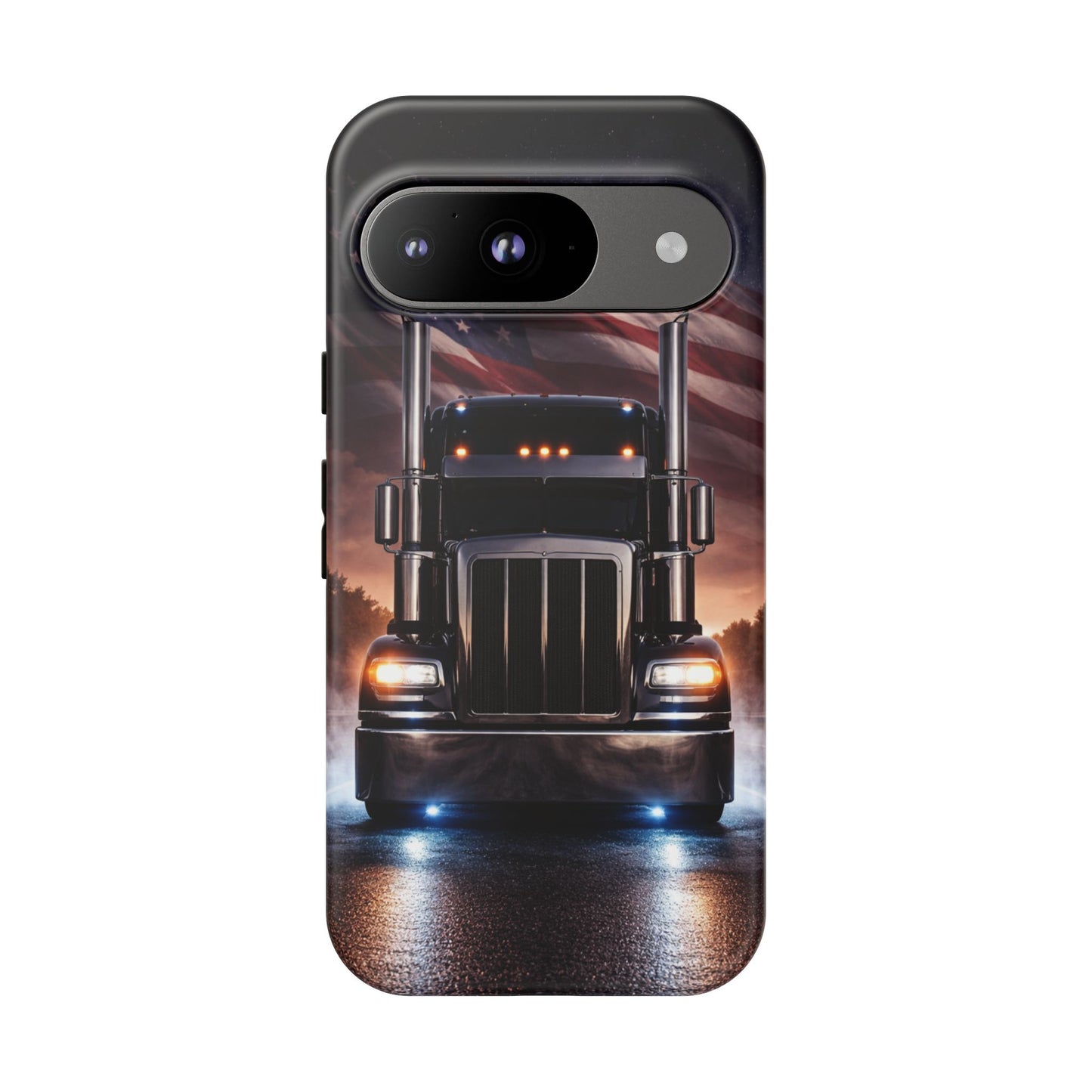 Semi Truck Phone Case American Flag Big Rig Trucker Gift iPhone Samsung