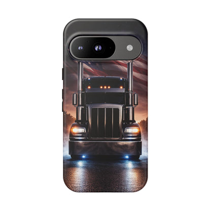 Semi Truck Phone Case American Flag Big Rig Trucker Gift iPhone Samsung
