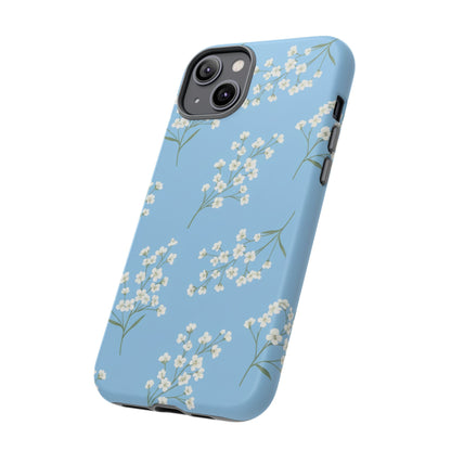 Baby’s Breath Floral Phone Case – Blue Minimal Flower Aesthetic Tough Case