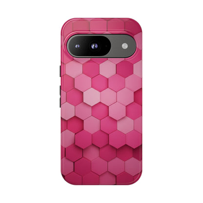 Hot Pink Hexagon Phone Case | Honeycomb Geometric Aesthetic | Cute Pink iPhone & Samsung Tough Protective Case