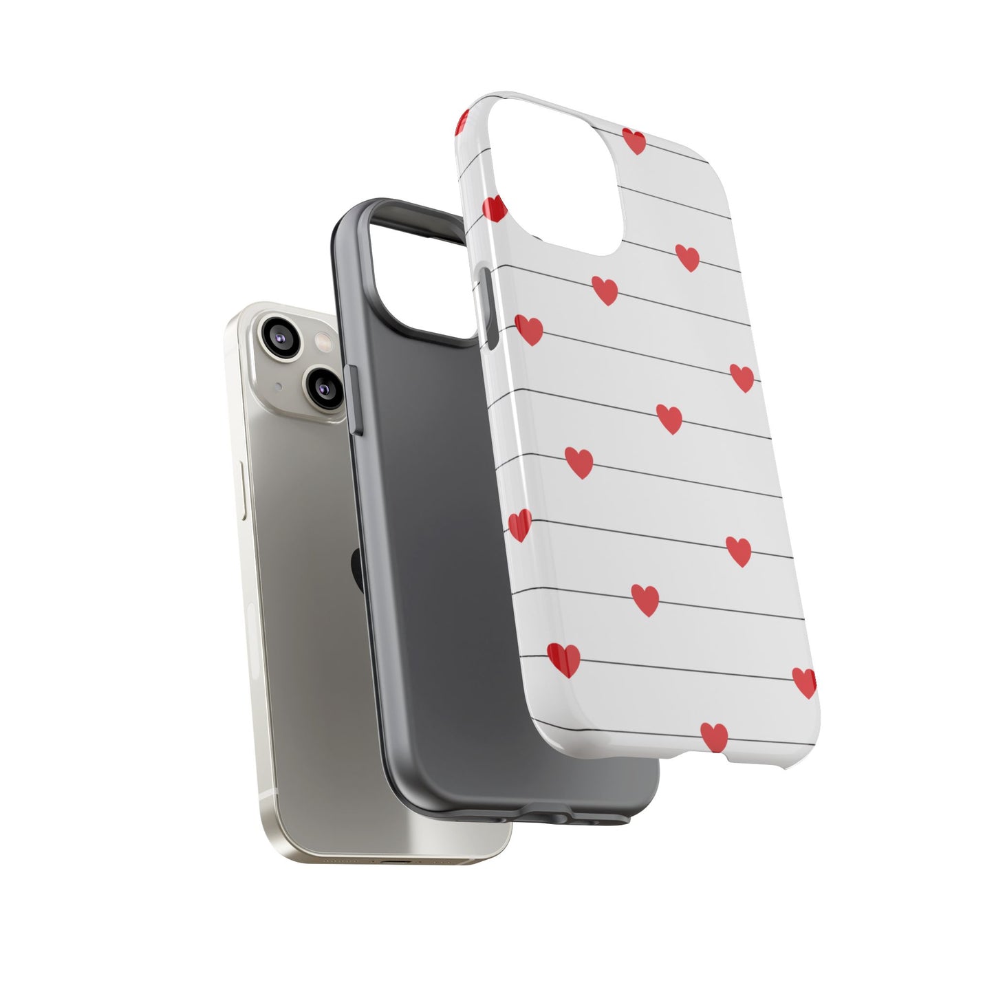 Red Heart Stripe iPhone Case | Tough Shockproof Love Aesthetic Cover