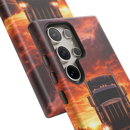 Big Rig Truck Phone Case Sunset Highway Semi Truck iPhone Samsung Cover