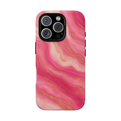 Pink Marble Phone Case | Rose Gold Swirl Aesthetic Tough Protective Case