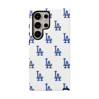 Blue LA Monogram Pattern Phone Case | Minimal Baseball Inspired Tough Cover