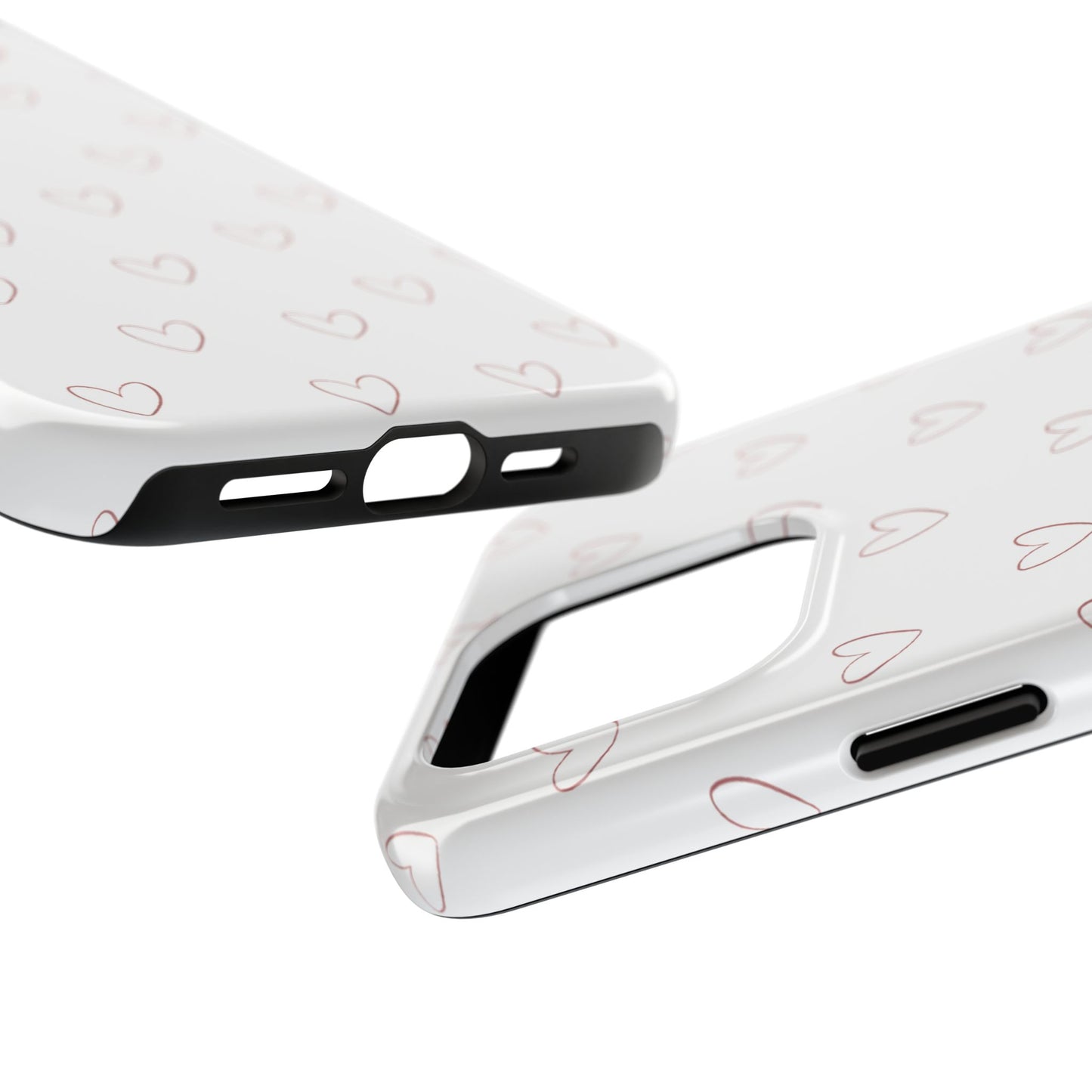 Hand-Drawn Hearts Tough Phone Case | Minimal Pink Heart Pattern