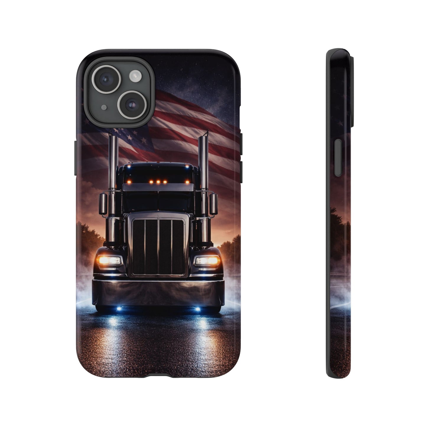 Semi Truck Phone Case American Flag Big Rig Trucker Gift iPhone Samsung