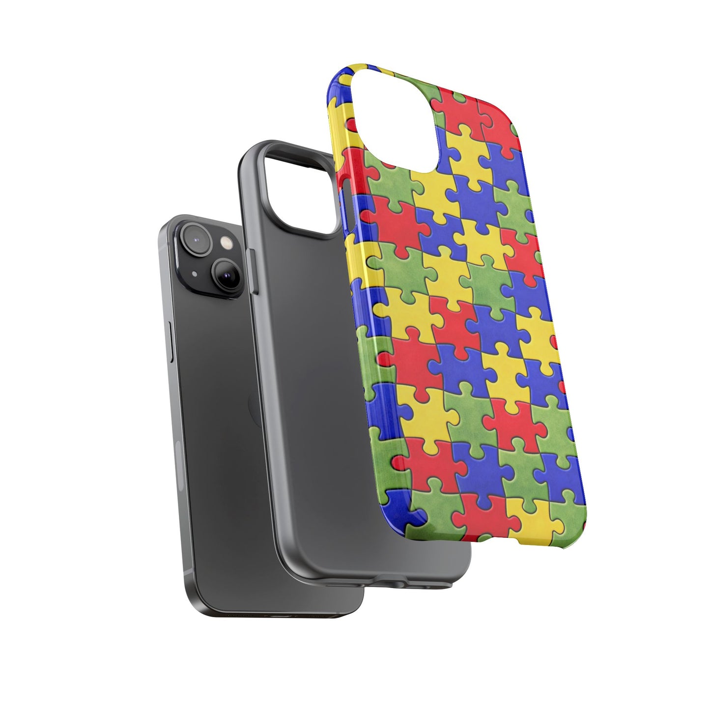 Colorful Puzzle Phone Case, Autism Awareness Jigsaw Design, Tough Protective Case, iPhone & Samsung Case, Vibrant Puzzle Pattern