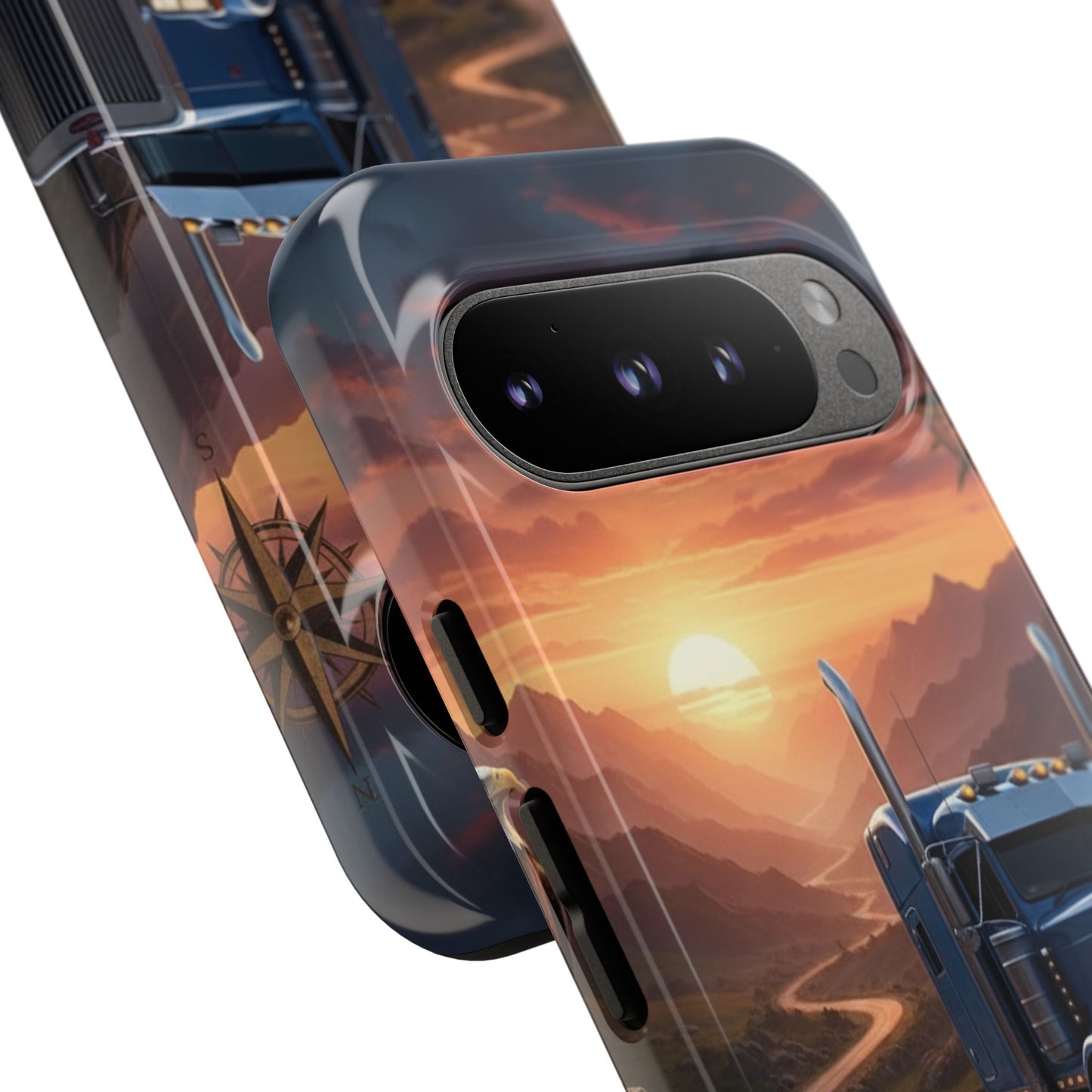 Semi Truck Sunset Phone Case | Trucker Gift | Diesel Truck Highway Road iPhone & Samsung Tough Protective Case