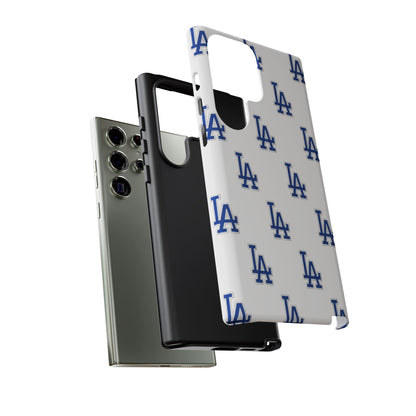 Blue LA Monogram Pattern Phone Case | Minimal Baseball Inspired Tough Cover