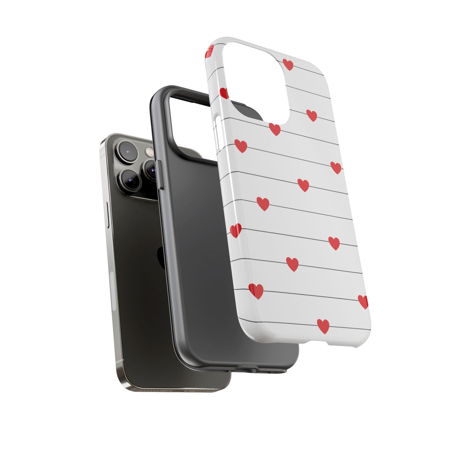 Red Heart Stripe iPhone Case | Tough Shockproof Love Aesthetic Cover