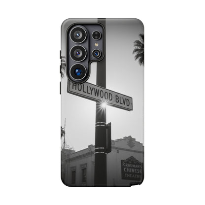 Hollywood Blvd Phone Case | Vintage Los Angeles Street Sign | Black & White LA Aesthetic