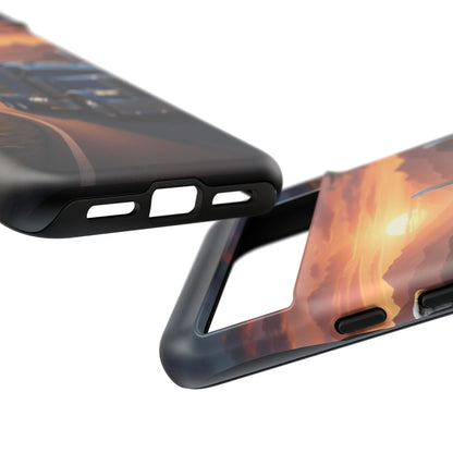 Semi Truck Sunset Phone Case | Trucker Gift | Diesel Truck Highway Road iPhone & Samsung Tough Protective Case
