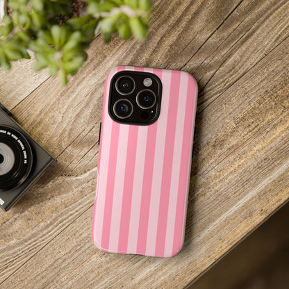 Pink Vertical Stripe Phone Case | Minimal Pastel Stripes Tough Case