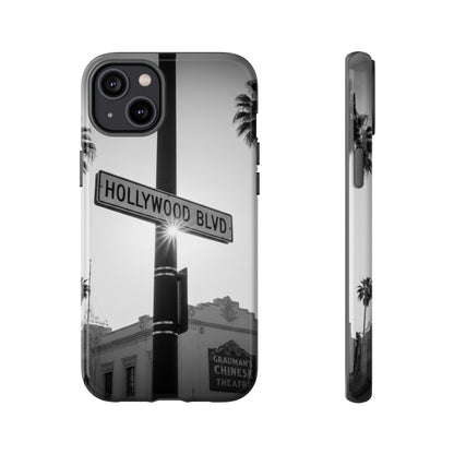 Hollywood Blvd Phone Case | Vintage Los Angeles Street Sign | Black & White LA Aesthetic