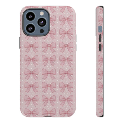 Pink Bow Pattern Phone Case – Soft Coquette Aesthetic Tough Case