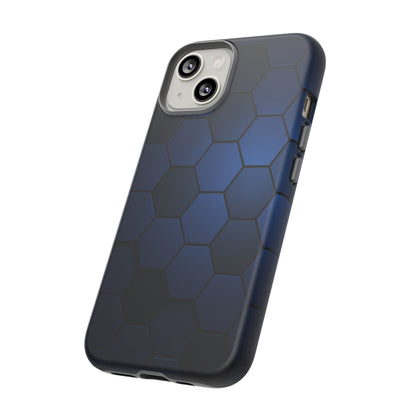 Blue Hexagon Gradient Phone Case | Honeycomb Geometric Tech Aesthetic | Minimalist Tough Case for iPhone & Samsung