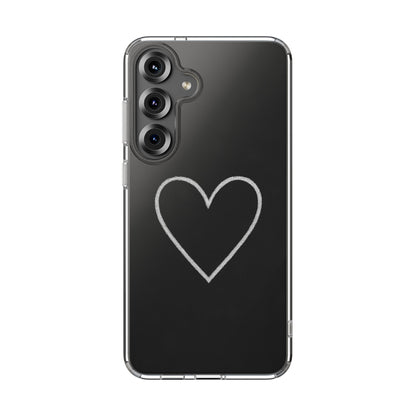 Minimal Hand-Drawn Heart Clear Phone Case | Aesthetic Clear Protective Case