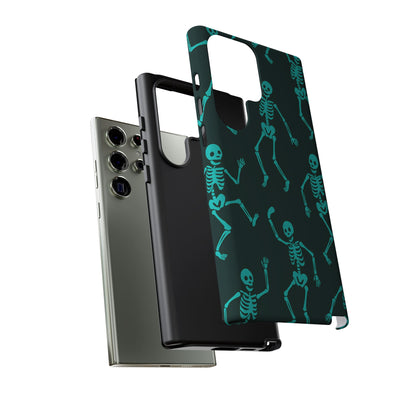 Dancing Teal Skeletons Phone Case | Tough Protective Case for Iphone, Samsung Galaxy and Pixel