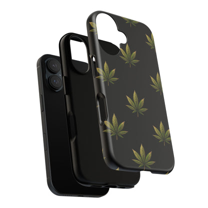 Cannabis Leaf Phone Case Green Weed Leaf Pattern Tough Protective Cover