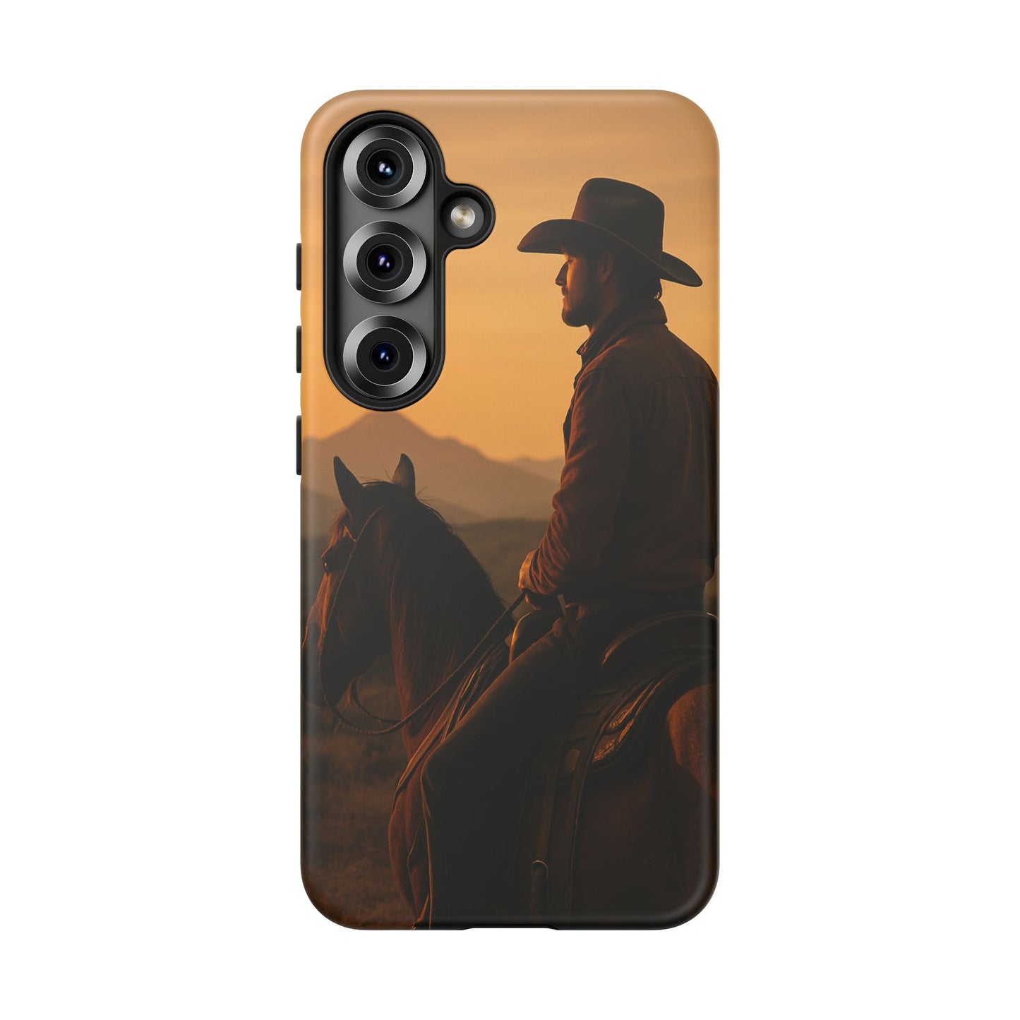 Western Cowboy Sunset Phone Case | Horse Rider Desert Aesthetic Tough Protective Case