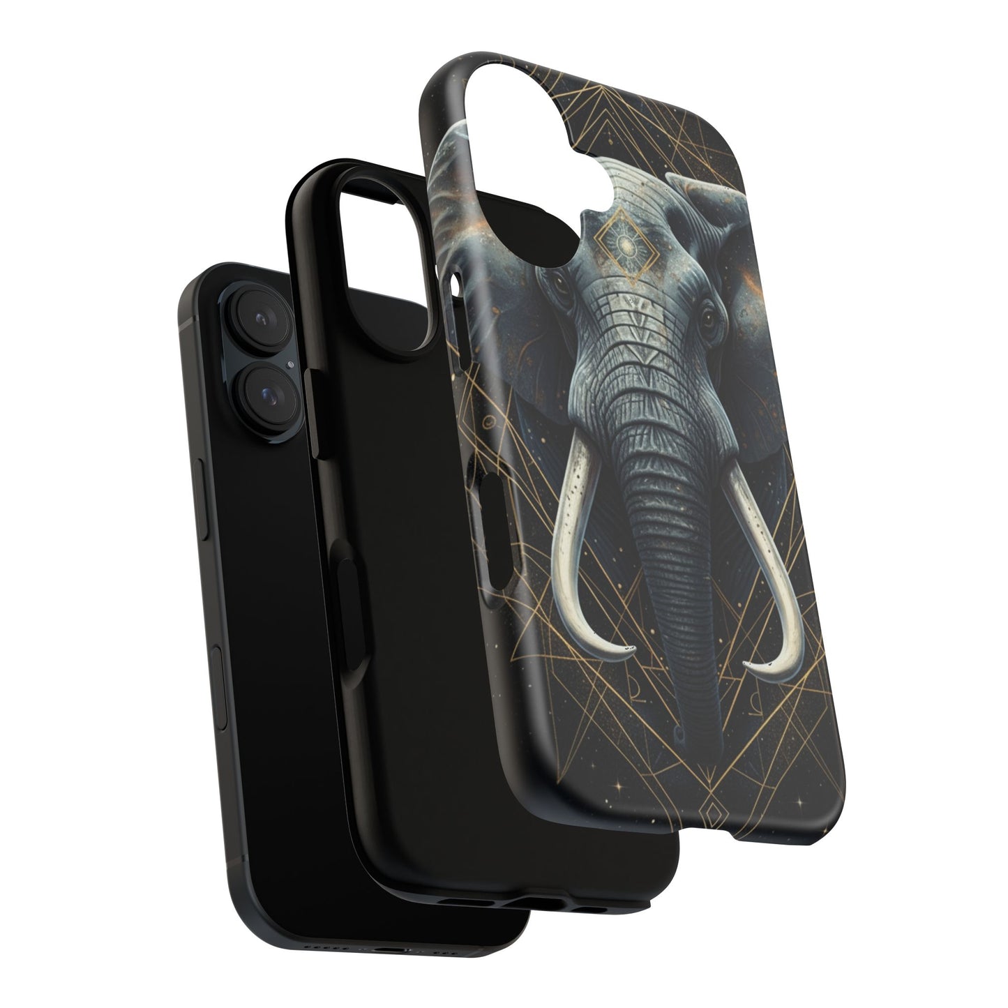 Elephant Mandala Phone Case – Black and Gold Spiritual Elephant Tough Protective Case