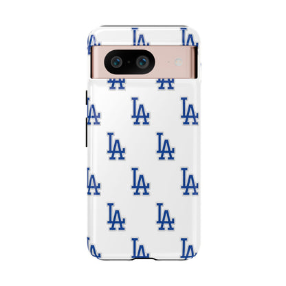 Blue LA Monogram Pattern Phone Case | Minimal Baseball Inspired Tough Cover