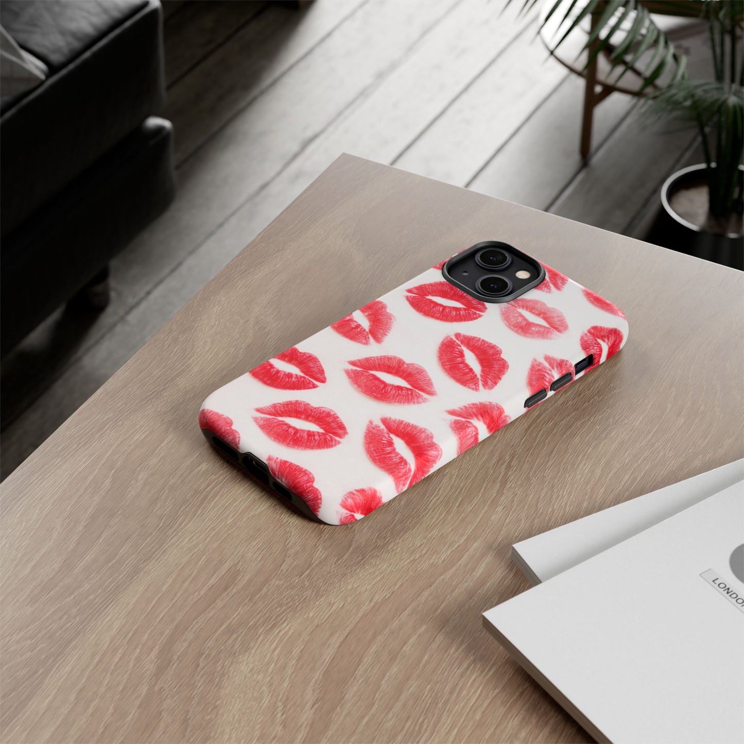 Red Lipstick Kiss Phone Case – Sexy Lip Print Pattern Tough Protective Cover
