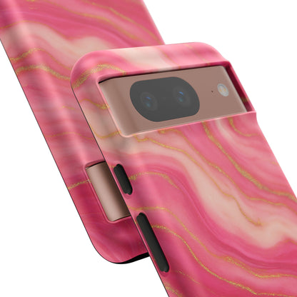 Pink Marble Phone Case | Rose Gold Swirl Aesthetic Tough Protective Case