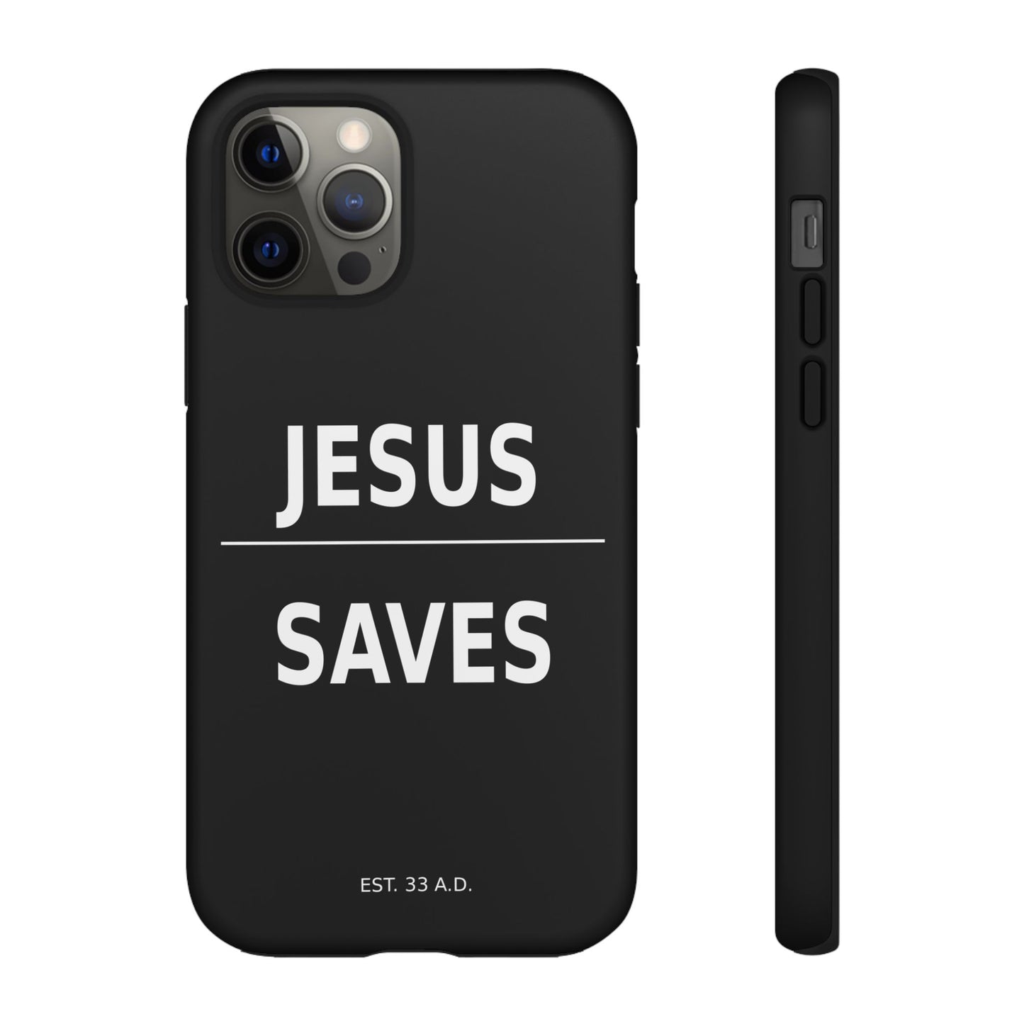 Jesus Saves Phone Case Christian Religious Minimalist Black Tough Cover