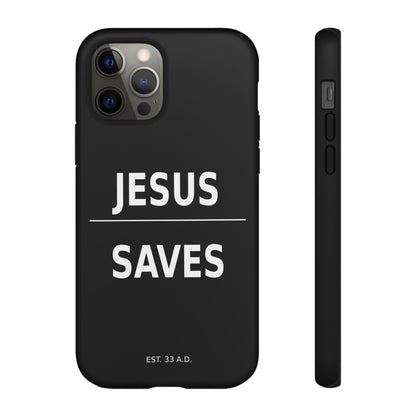 Jesus Saves Phone Case Christian Religious Minimalist Black Tough Cover