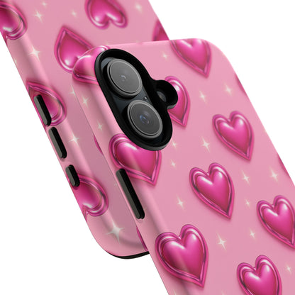 Pink Heart Pattern Phone Case | Tough Protective Case for Iphone, Samsung Galaxy and Pixel