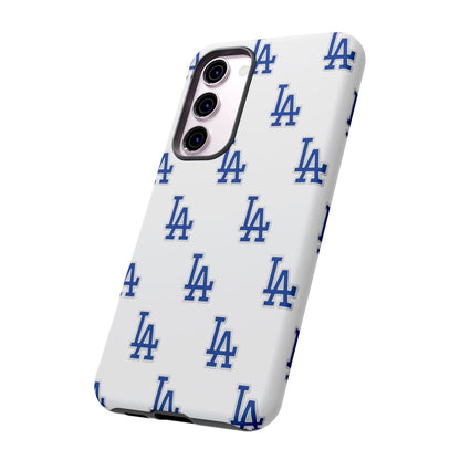 Blue LA Monogram Pattern Phone Case | Minimal Baseball Inspired Tough Cover