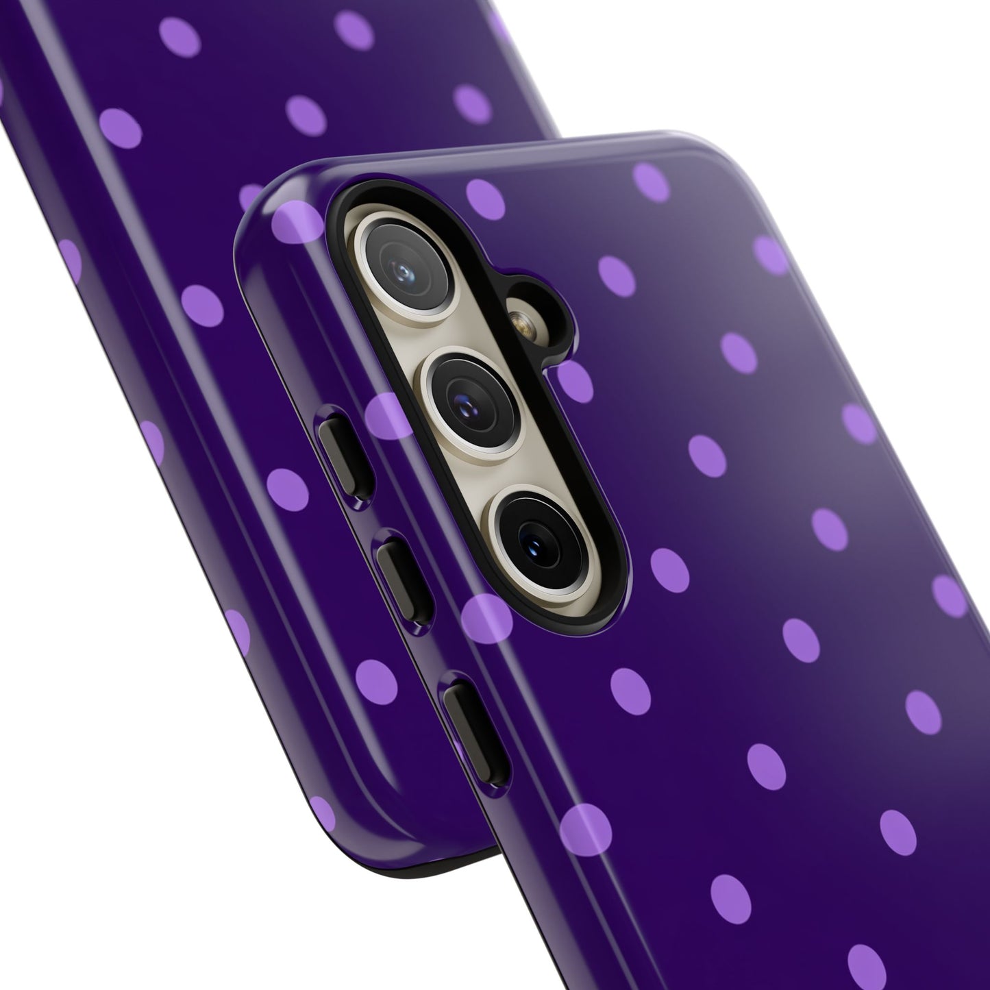 Purple Polka Dot Tough Phone Case – Cute Stylish Durable Protective Cover for Iphone, Samsung Galaxy and Pixel