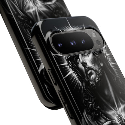 Jesus Sacred Heart Phone Case Black White Christian Faith Aesthetic