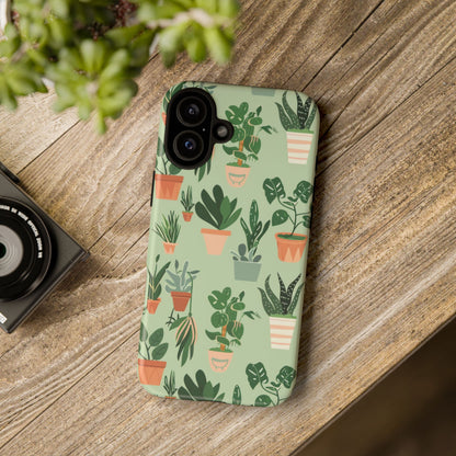 Plant Lover Phone Case | Cute Potted Plants Pattern | Botanical Aesthetic Tough Case