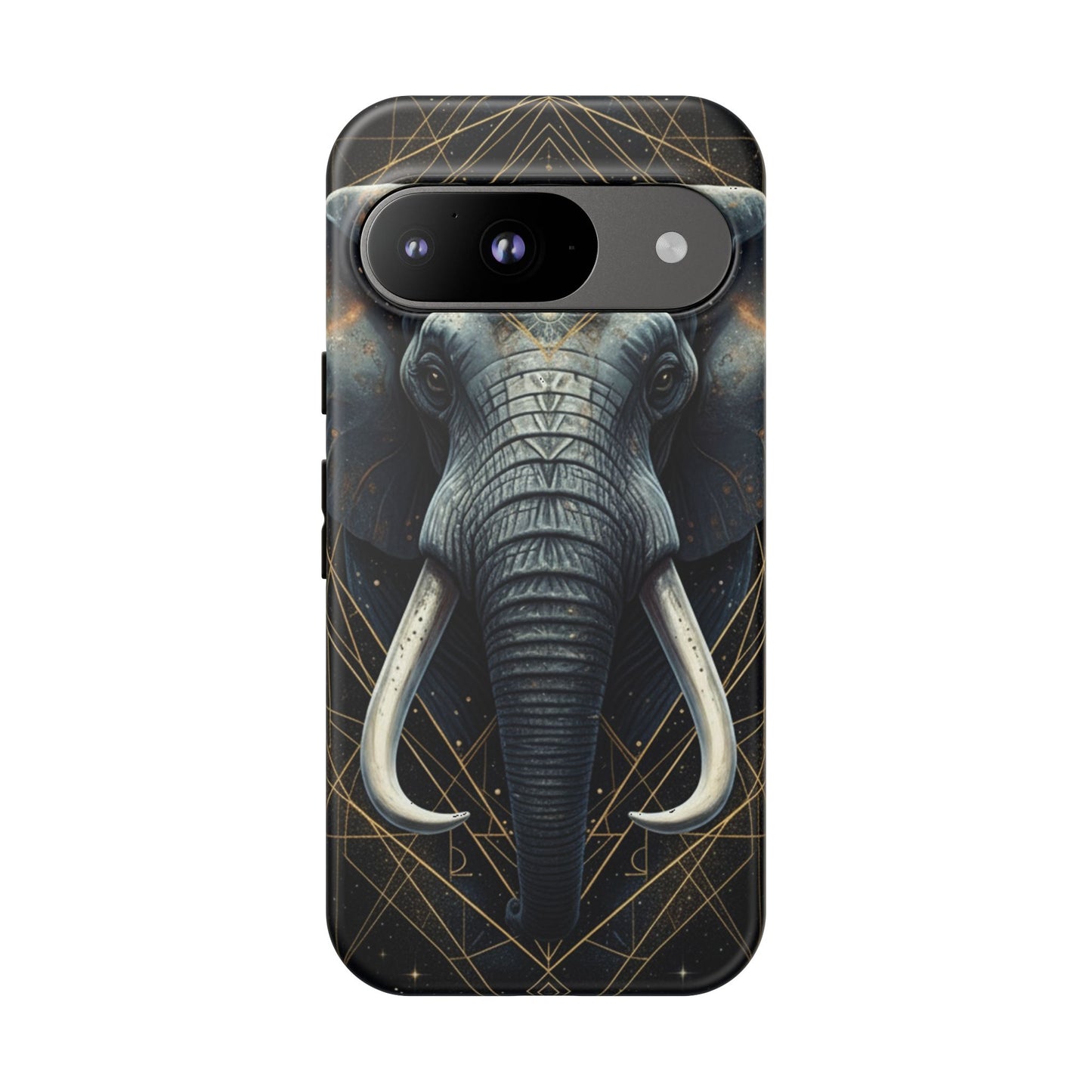 Elephant Mandala Phone Case – Black and Gold Spiritual Elephant Tough Protective Case