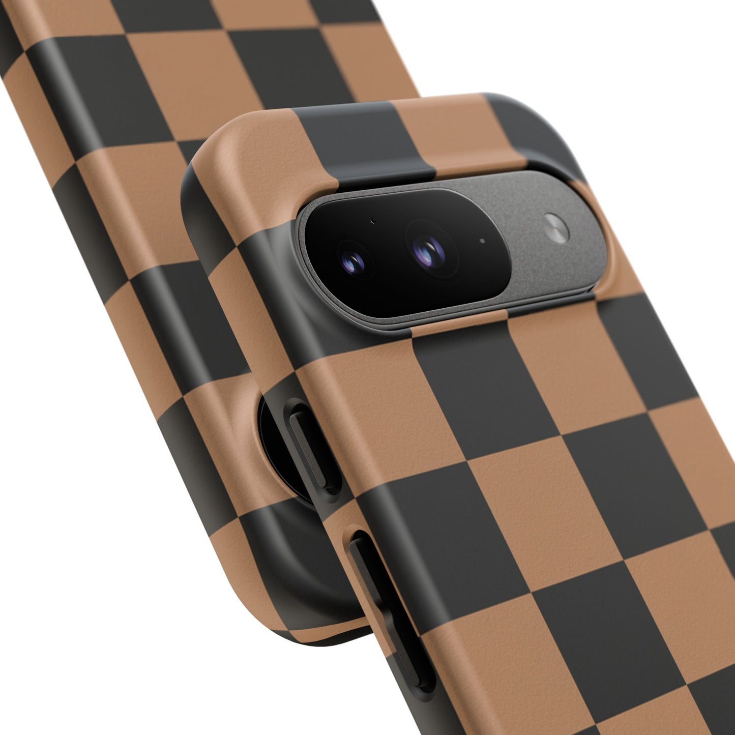 Brown Checkered Phone Case | Aesthetic Checkerboard iPhone & Samsung Tough Case