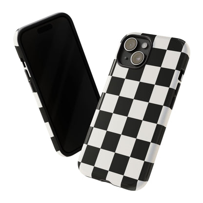Black & White Checkerboard Phone Case – Classic Aesthetic Tough Protective Case for Iphone, Samsung Galaxy and Pixel