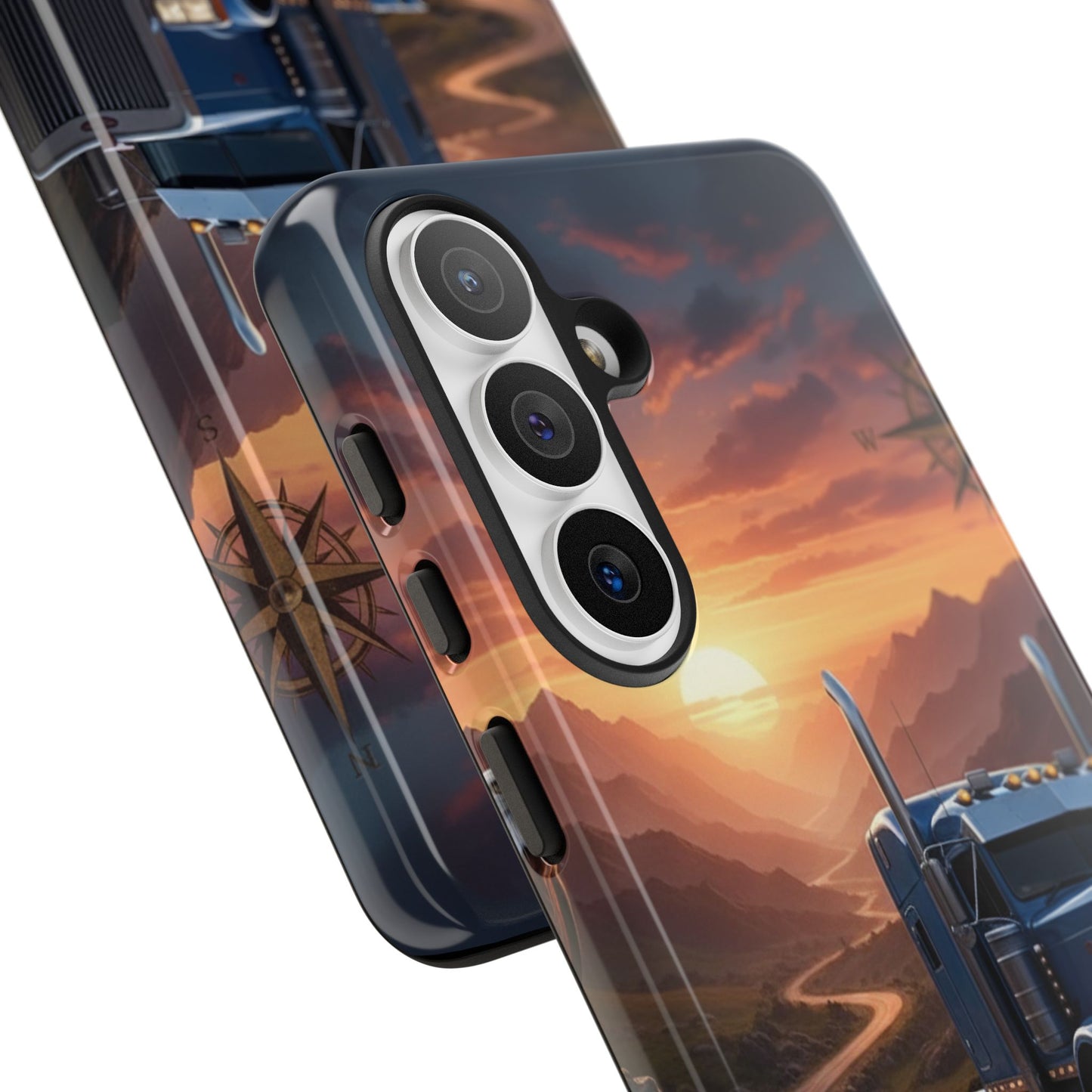 Semi Truck Sunset Phone Case | Trucker Gift | Diesel Truck Highway Road iPhone & Samsung Tough Protective Case