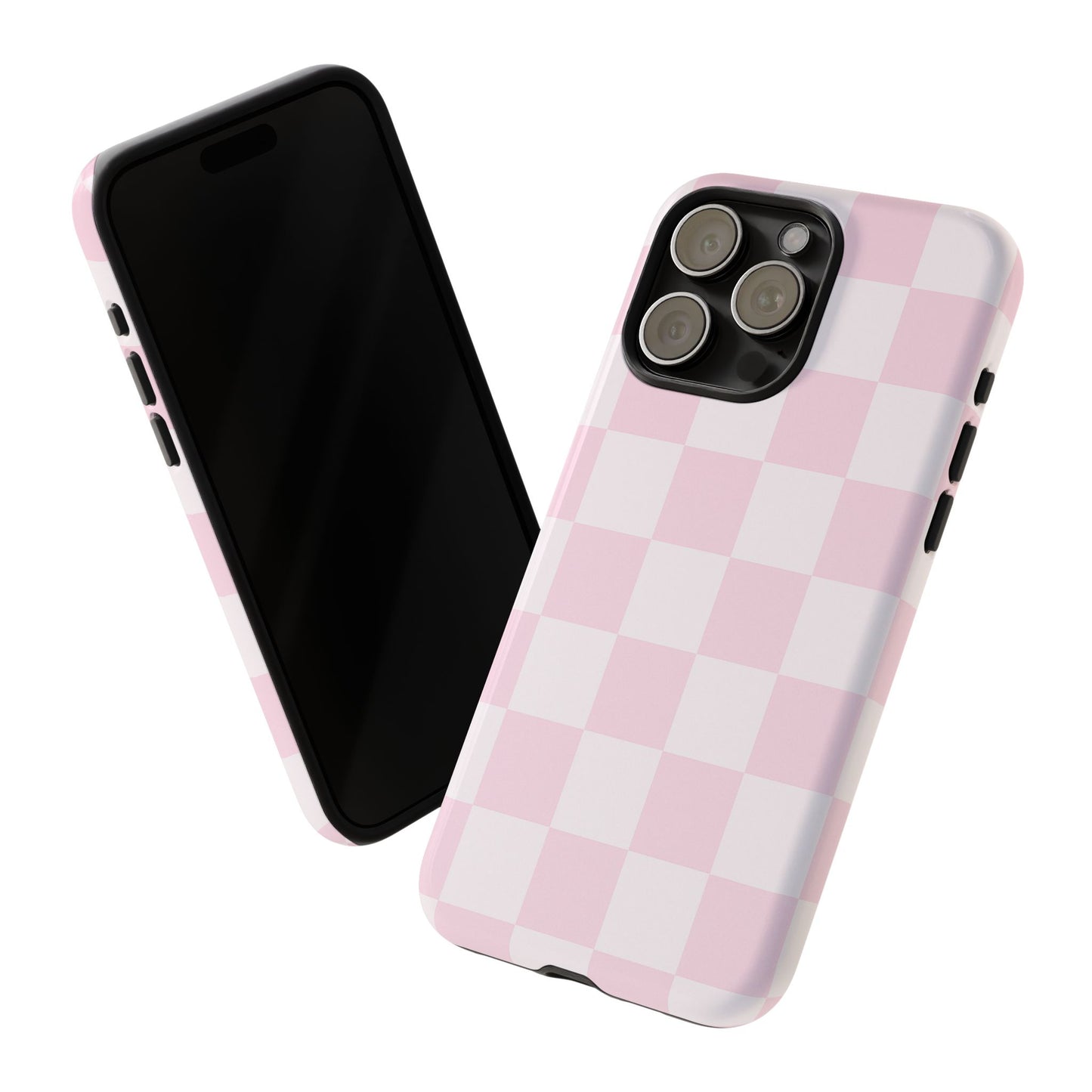 Light Pink Checkerboard Phone Case | Pastel Aesthetic Checkered iPhone & Samsung Tough Case