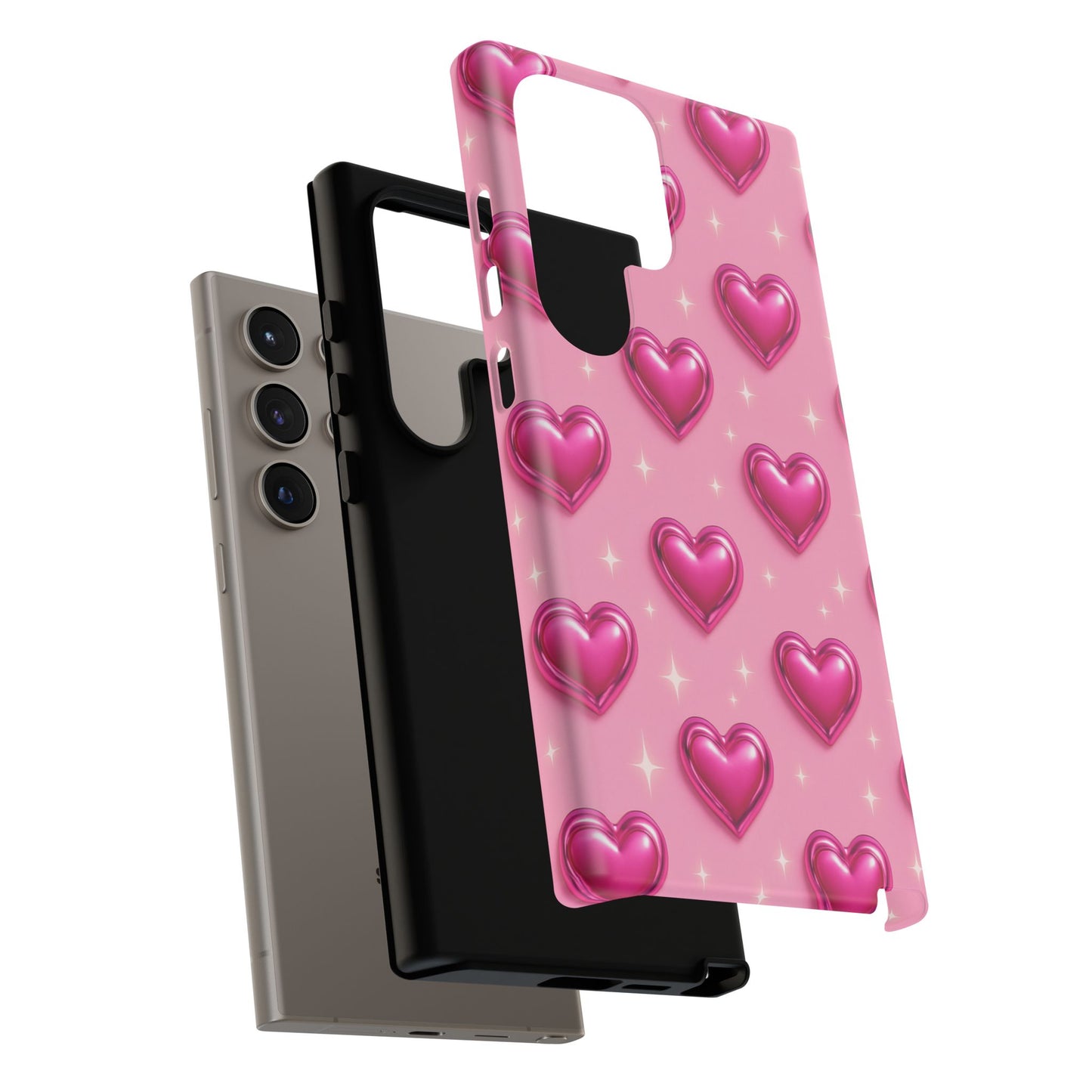Pink Heart Pattern Phone Case | Tough Protective Case for Iphone, Samsung Galaxy and Pixel