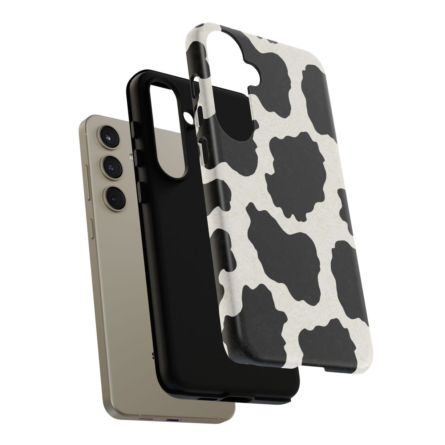 Black & White Cow Print Phone Case | Aesthetic Tough Protective Case