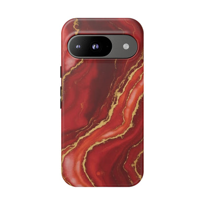 Red Agate Marble Phone Case – Gold Vein Luxury Stone Tough Case (iPhone, Samsung, Pixel)
