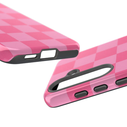 Pink Checkerboard Phone Case – Cute Aesthetic Tough Case for iPhone & Samsung