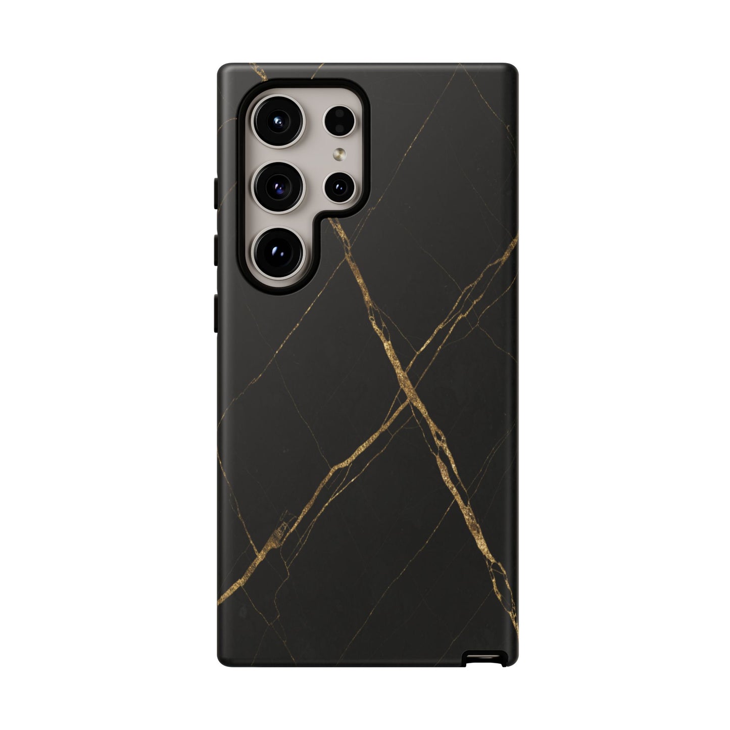 Black Marble Phone Case with Gold Veins – Luxury Minimal Aesthetic Tough Case