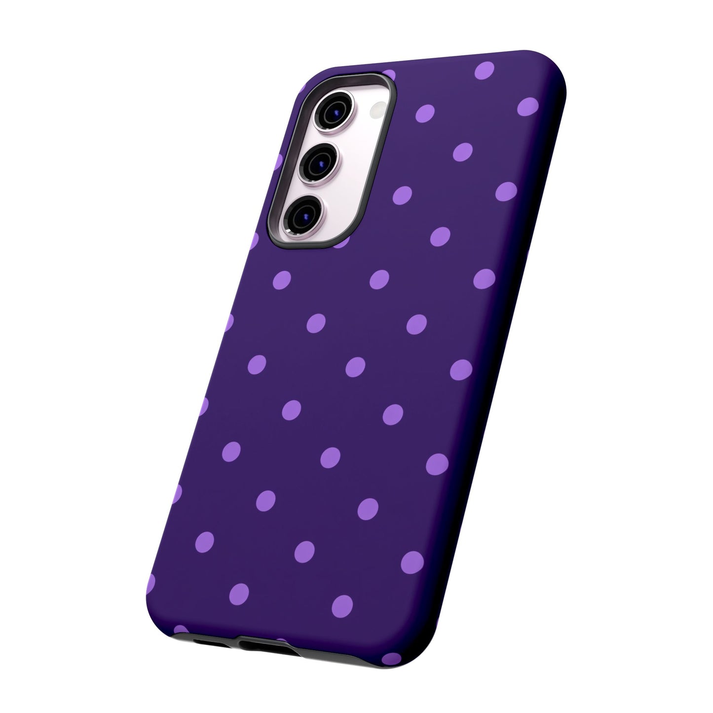 Purple Polka Dot Tough Phone Case – Cute Stylish Durable Protective Cover for Iphone, Samsung Galaxy and Pixel