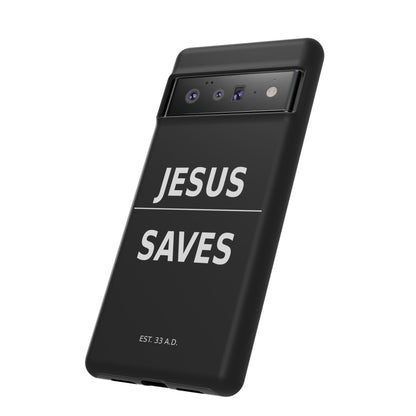 Jesus Saves Phone Case Christian Religious Minimalist Black Tough Cover