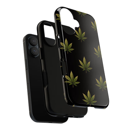 Cannabis Leaf Phone Case Green Weed Leaf Pattern Tough Protective Cover